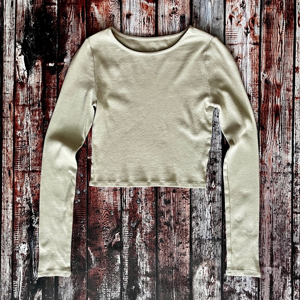 PacSun Siege Green Long Sleeve Ribbed Top